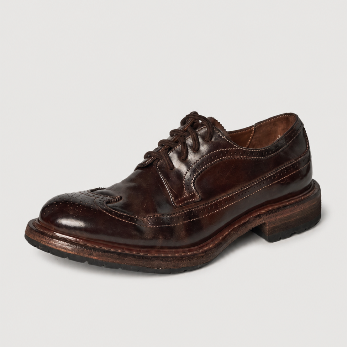 Burgundy Shell Cordovan Derby for a business casual outfit