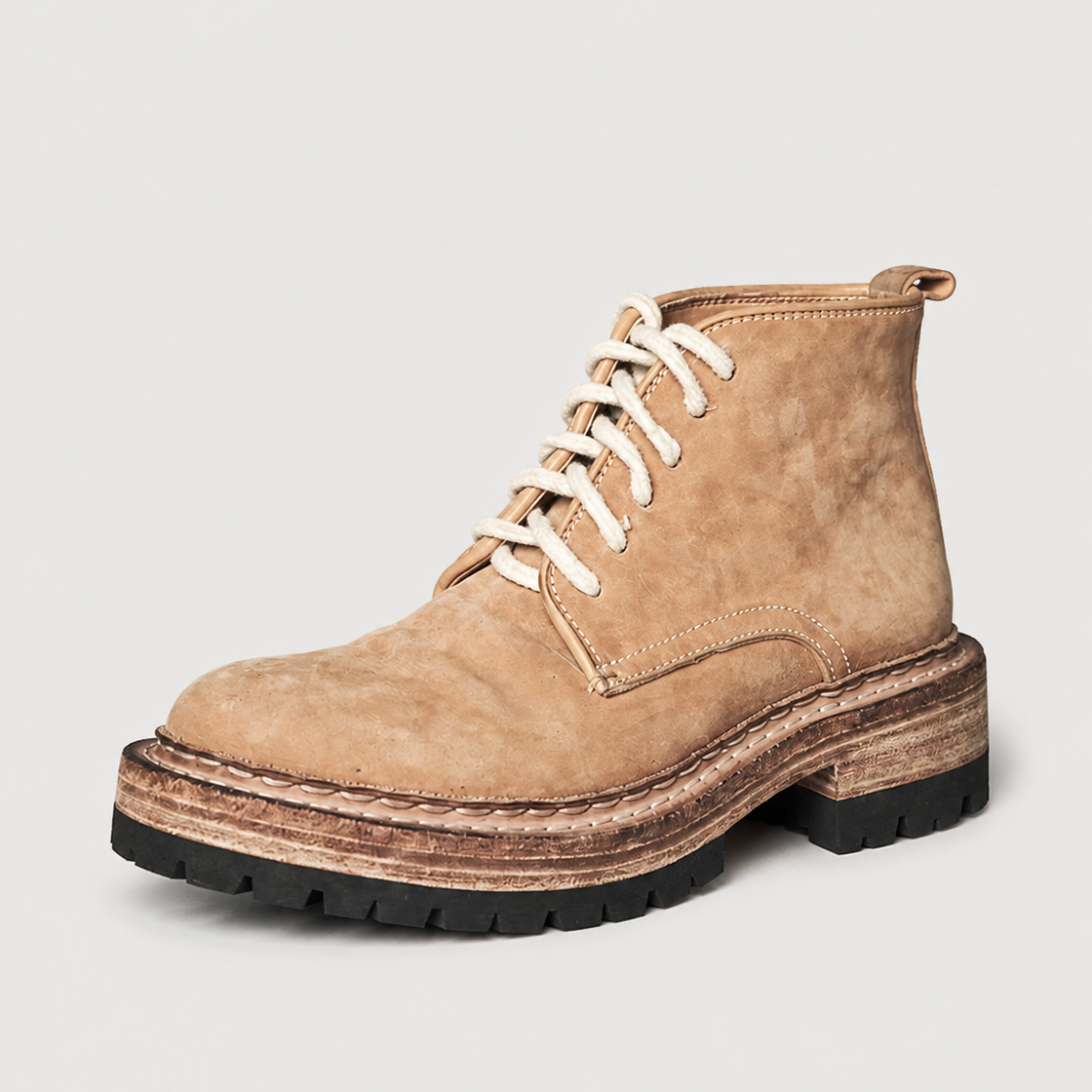 Textured Shell Cordovan work boot on a light gray background