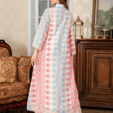 OrientC Embroidered Rhinestone Dress Abaya SMT234