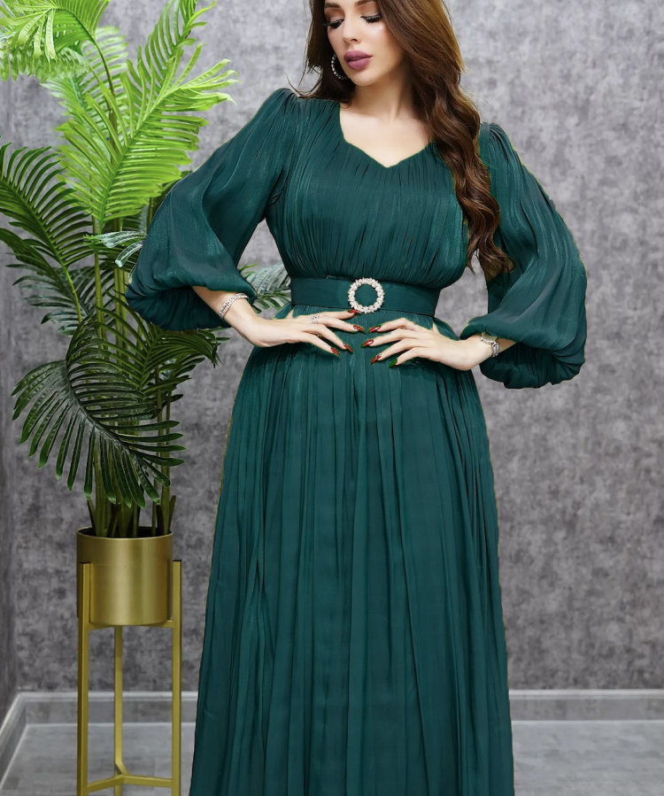 Women's Pleated Shining Waist Dress