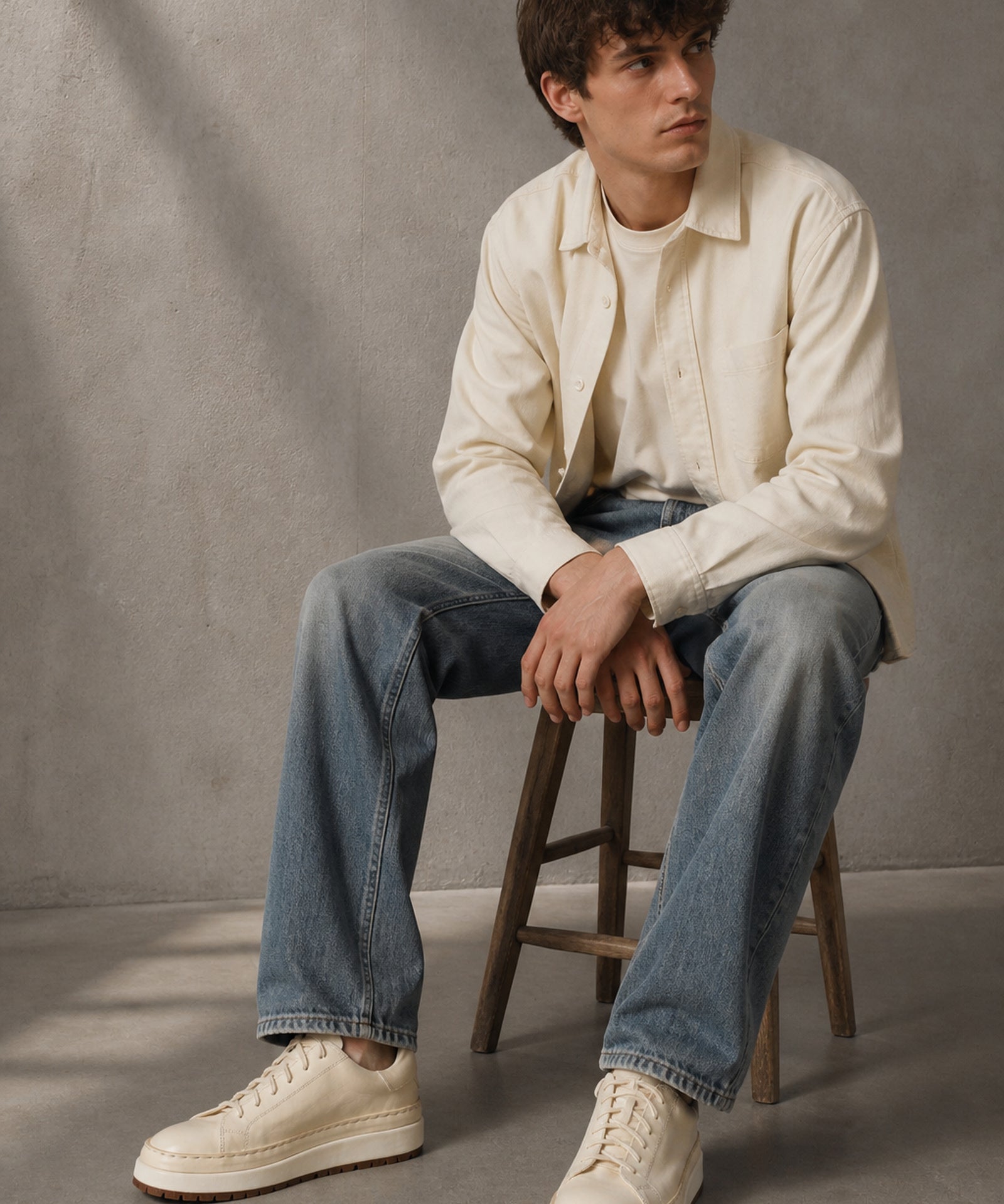 260-18 horse leather shoes half-body styling outfit image