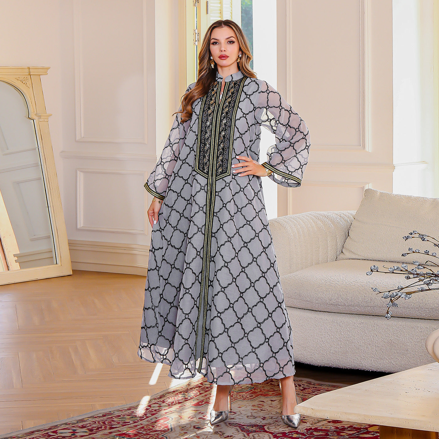 OrientC Embroidered Dress Abaya SMT127