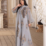 Special offer Women's Bead Embroidered Mesh Dress Jalabiya AB104