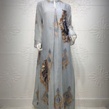 Women's Bead Embroidered Mesh Dress Jalabiya AB104