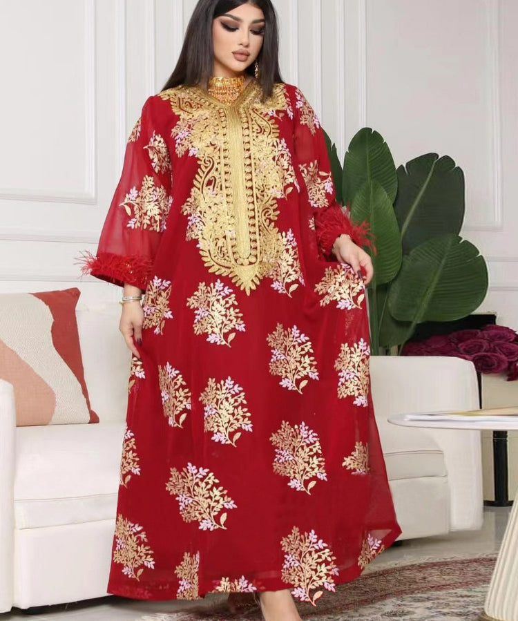 Women's Embroidered Floral Jalabiya AB214