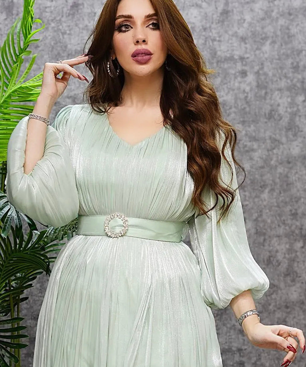 Women's Pleated Shining Waist Dress