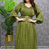 Women's Pleated Shining Waist Dress MQ047