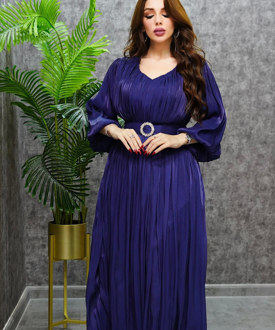 Women's Pleated Shining Waist Dress