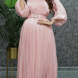 Women's Pleated Shining Waist Dress MQ047