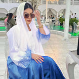 طقم عباية من قطعتين بتصميم ريش متدرج الألوان (لا يشمل العمامة)