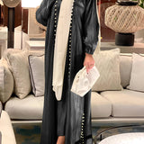 Bright Satin Beaded Solid Color Dress Set Two-Piece Set MQ048