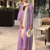 Bright Satin Beaded Solid Color Dress Set Two-Piece Set MQ048