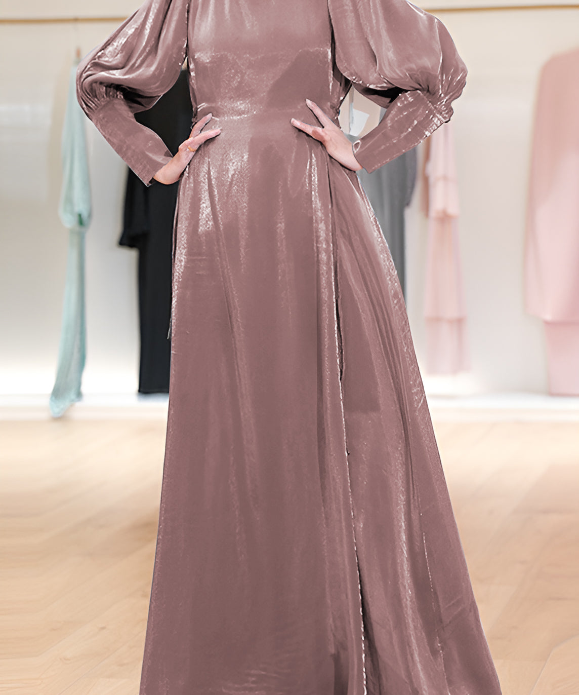 Lantern Sleeve High Waist  Dress