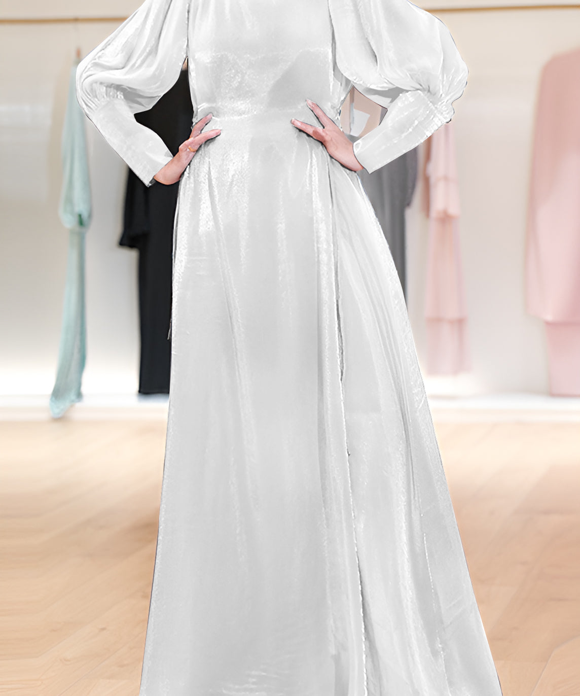 Lantern Sleeve High Waist  Dress