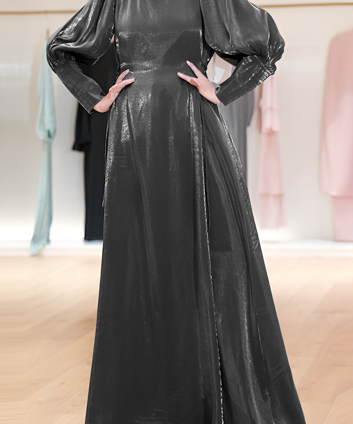 Lantern Sleeve High Waist  Dress