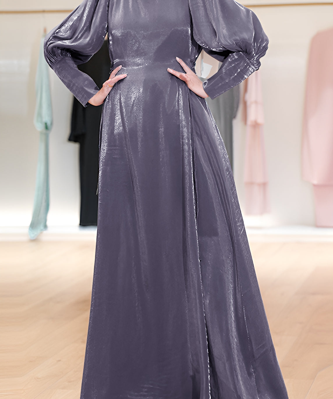 Lantern Sleeve High Waist  Dress