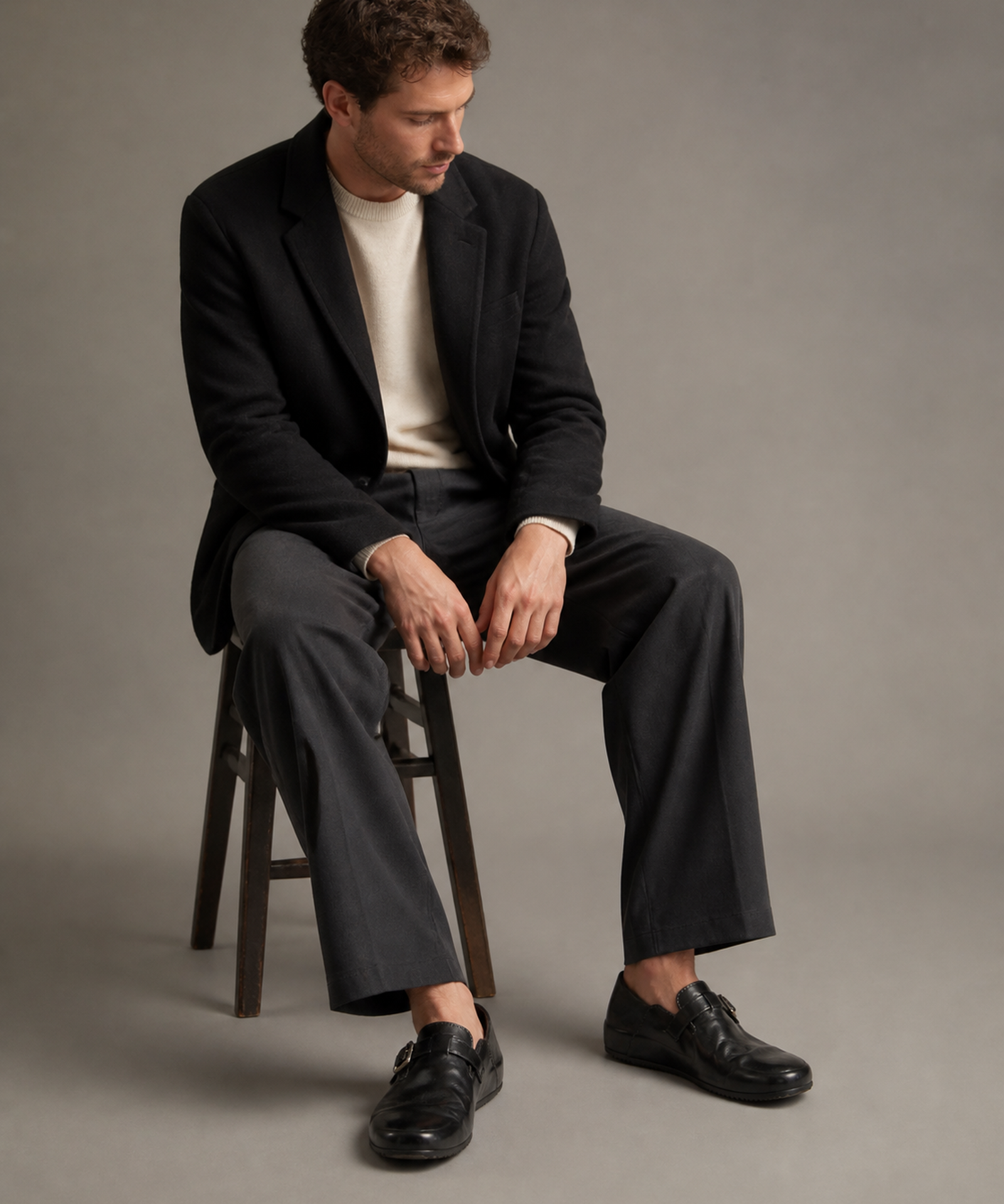 333 horse leather shoes half-body styling outfit image