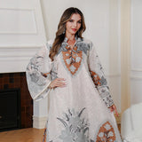 OrientC Embroidered Printed Robe  Abaya SMT233