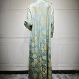 AB489 Jacquard Embroidery Rhinestone Jalabiya