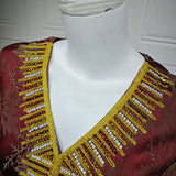 AB489 Jacquard Embroidery Rhinestone Jalabiya