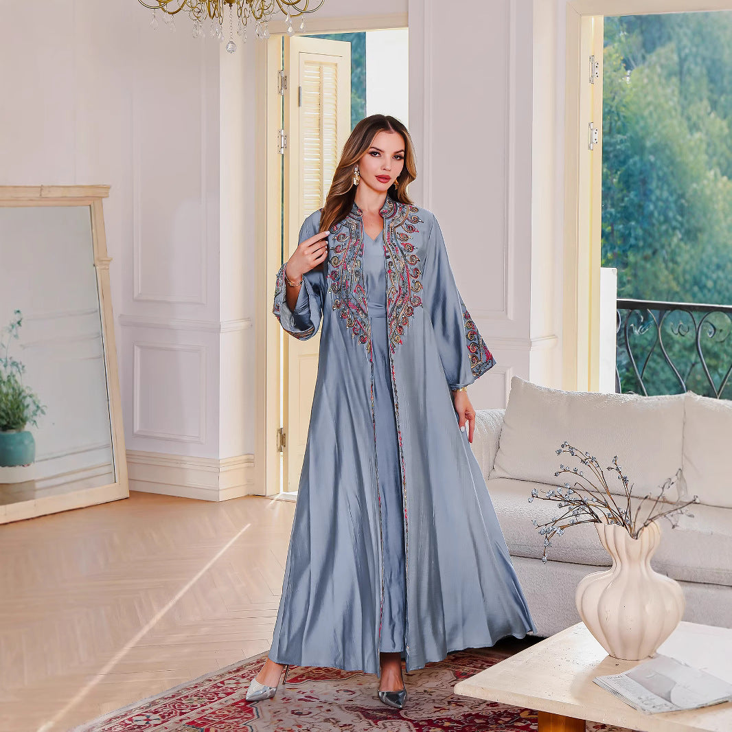 OrientC Embroidered Robe Abaya Two Piece Set SMT147