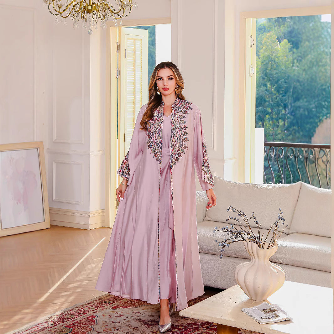 OrientC Embroidered Robe Abaya Two Piece Set SMT147