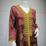 AB489 Jacquard Embroidery Rhinestone Jalabiya