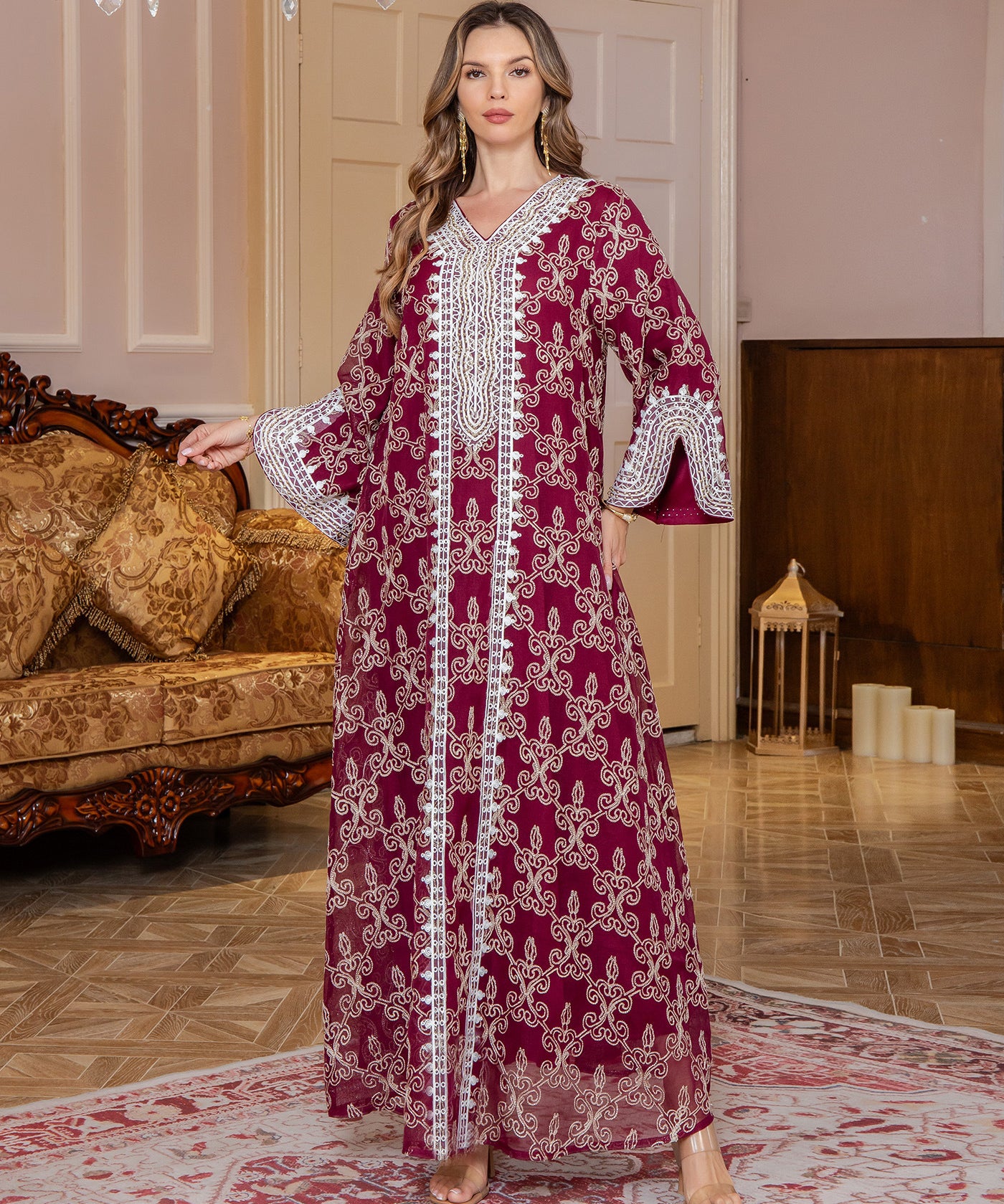 OrientC Abaya Embroidered Long Dress SMT183