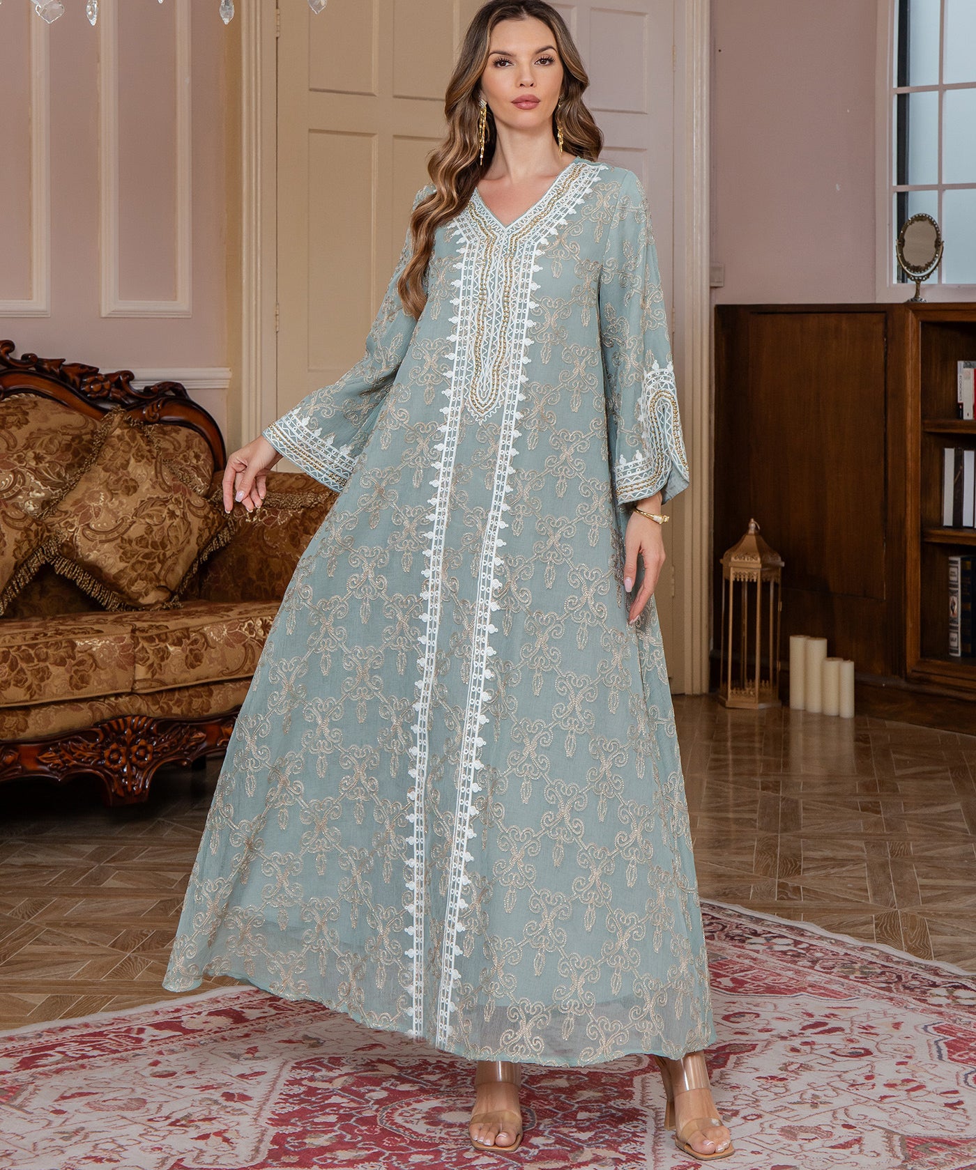 OrientC Abaya Embroidered Long Dress SMT183