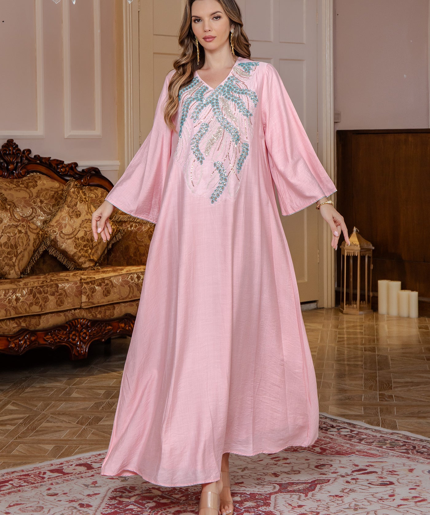 OrientC Sequin Long Dress Abaya SMT185