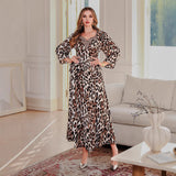 OrientC Leopard Print Dress Abaya SMT152