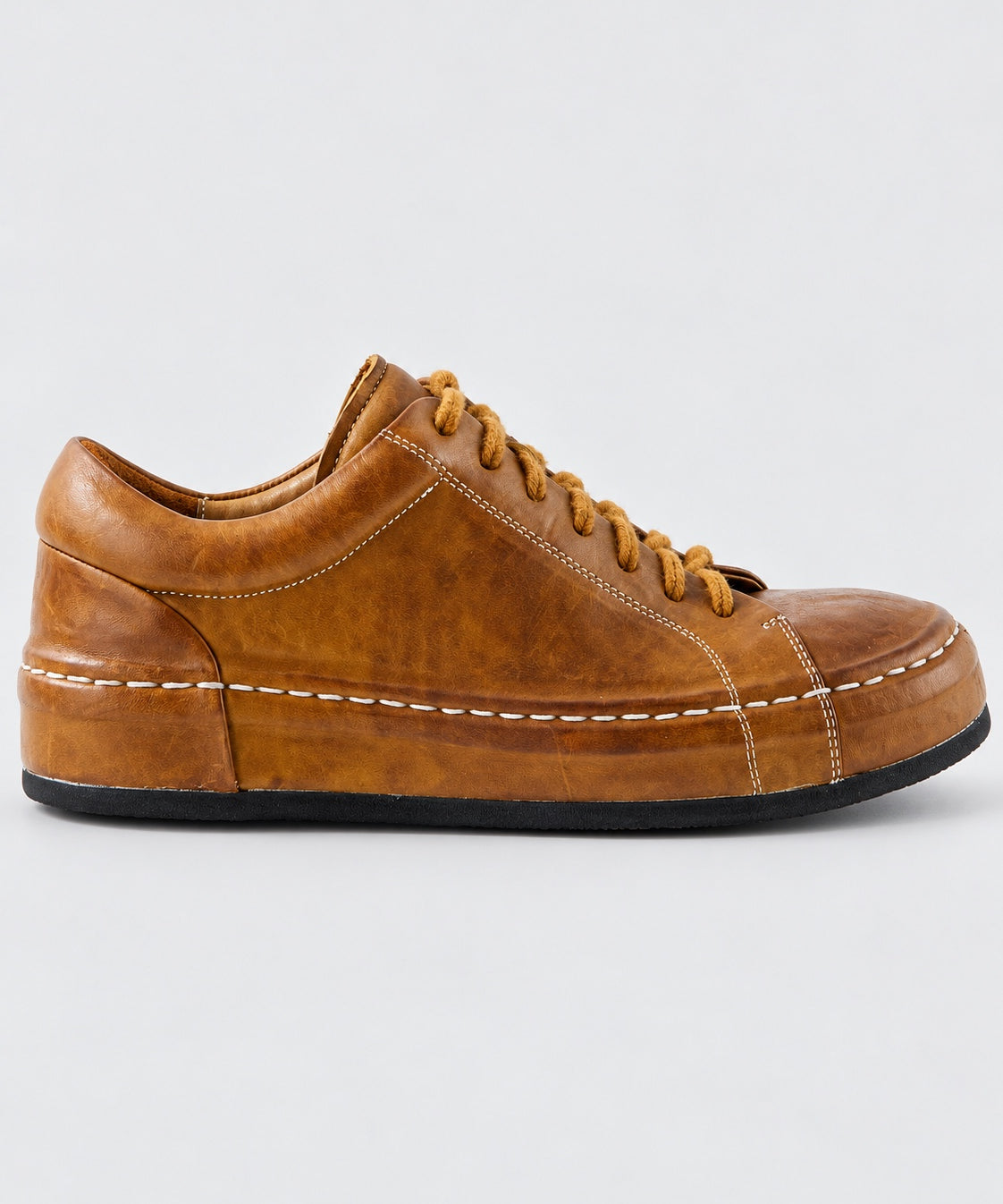 730-108 brown washed horsehide casual sneaker side view