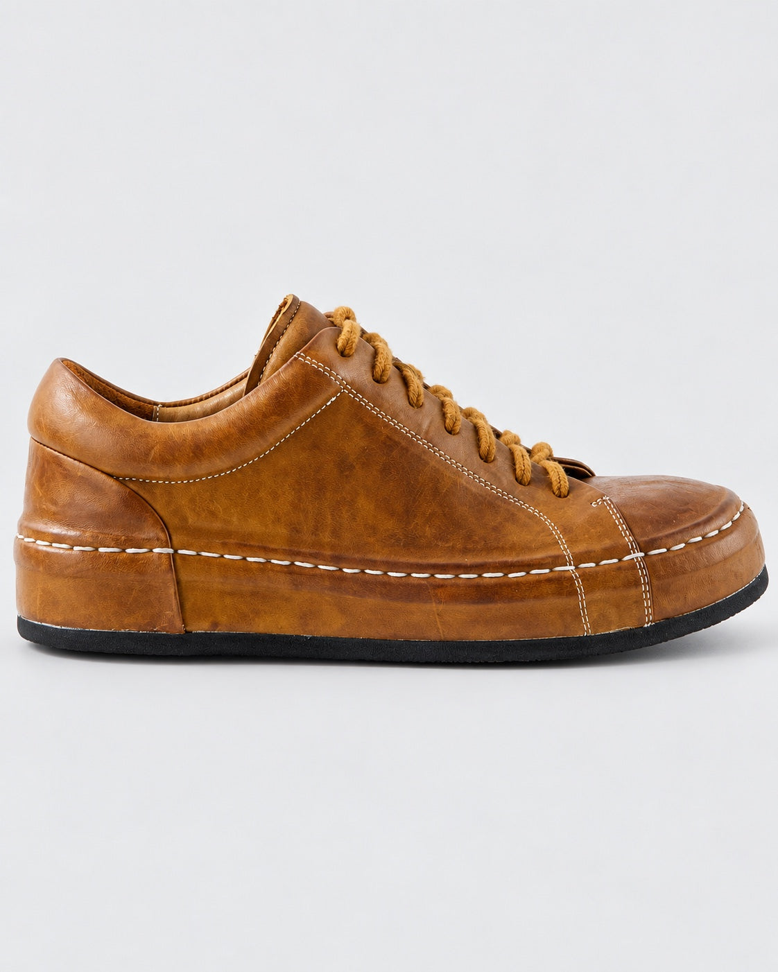 730-108 brown washed horsehide casual sneaker side view