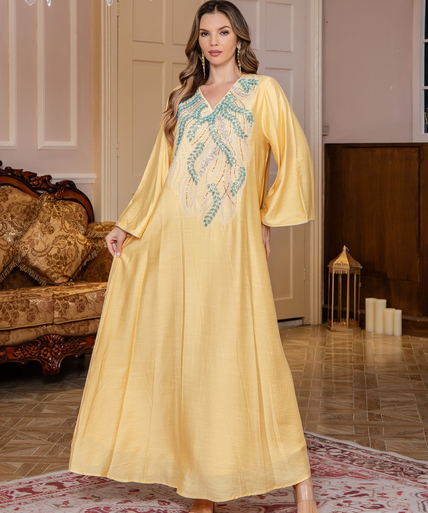 OrientC Sequin Long Dress Abaya SMT185