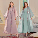 OrientC Two Piece Dress Embroidered Mesh Abaya SMT146