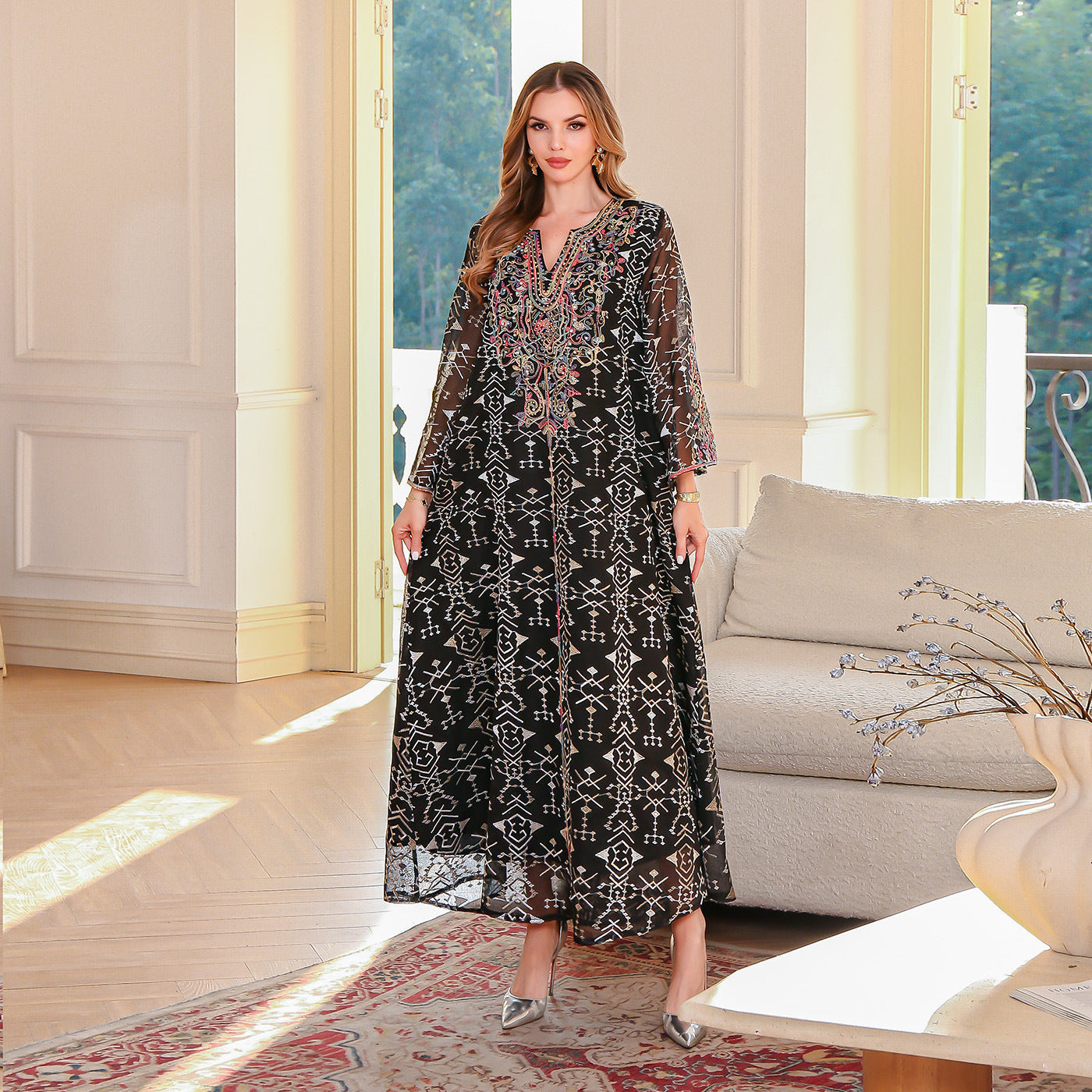 OrientC Embroidered Dress Abaya SMT135