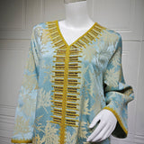 AB489 Jacquard Embroidery Rhinestone Jalabiya