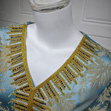 AB489 Jacquard Embroidery Rhinestone Jalabiya