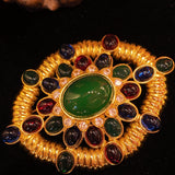 Oval sunflower brooch JA009
