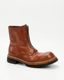 GR05 Coffee washed horsehide front-zip boot, side view