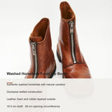 GR05 washed horsehide front-zip boot construction details