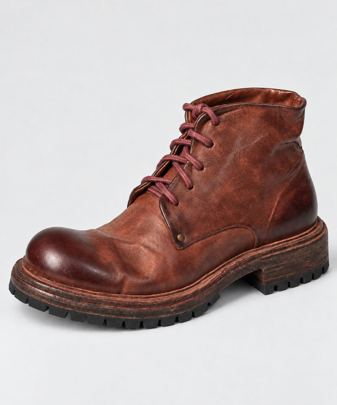GT002-8 dark brown washed horsehide lace-up boot hero view