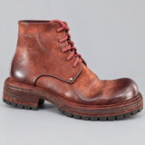 GT002-8 dark brown washed horsehide lace-up boot side view