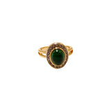 "Emerald Wreathed in Gold" green glazed diamond inlaid open-ended ring JA013