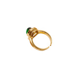 "Emerald Wreathed in Gold" green glazed diamond inlaid open-ended ring JA013
