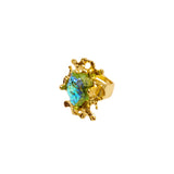 Green Glass Ring with Adjustable Ring Opening JA021