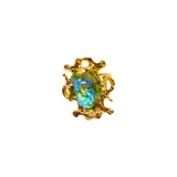 Green Glass Ring with Adjustable Ring Opening JA021