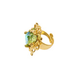 Green Glass Ring with Adjustable Ring Opening JA021