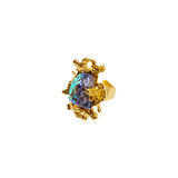Blue Glass Ring with Adjustable Ring Opening JA022