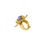 Blue Glass Ring with Adjustable Ring Opening JA022